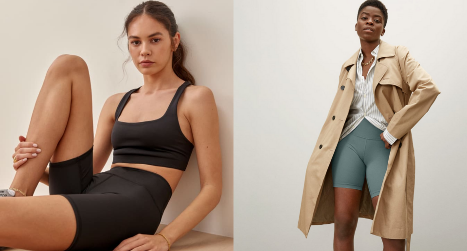 Find the perfect pair of bike shorts for every activity. Images via Reformation, Everlane.