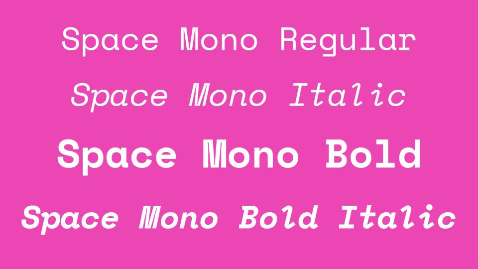 Example of Space Mono in four weights