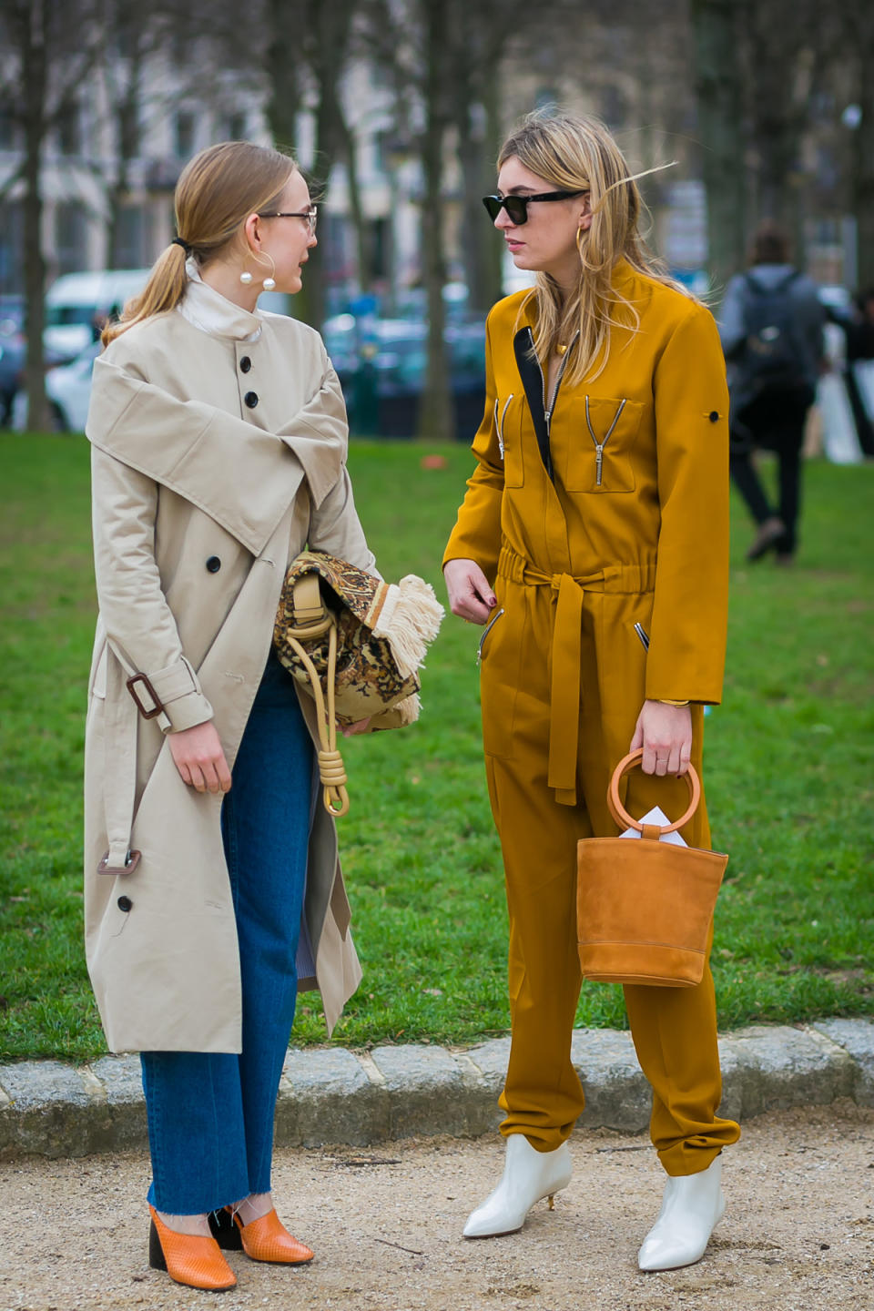 Alexandra Carl and Camille Charriere make a perfect pair in oddball neutrals.