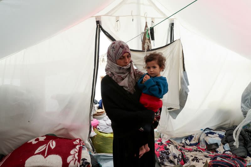 Palestinian children are checked for malnutrition, in Rafah, in the southern Gaza Strip