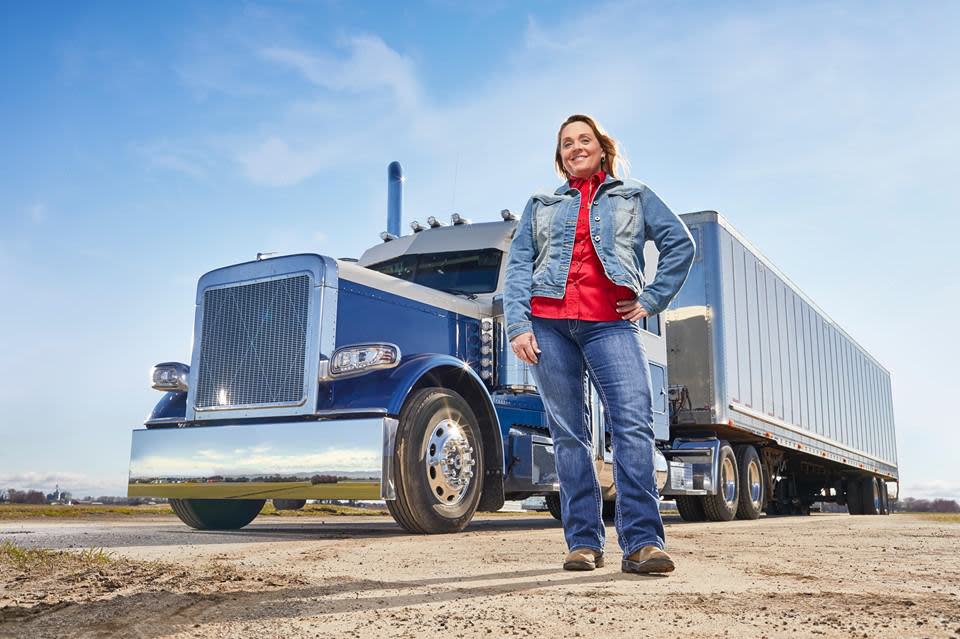 Ingrid Brown and her truck she named "Miss Faith"