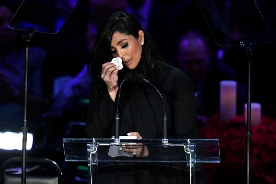 Vanessa Bryant speaks during The Celebration of Life for Kobe & Gianna Bryant at Staples Center on February 24, 2020 in Los Angeles, California. (Getty Images)