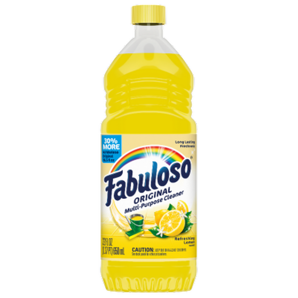 Una botella de 22 onzas de Fabuloso Original, Limpiador Multiusos, Aroma Limón Refrescante