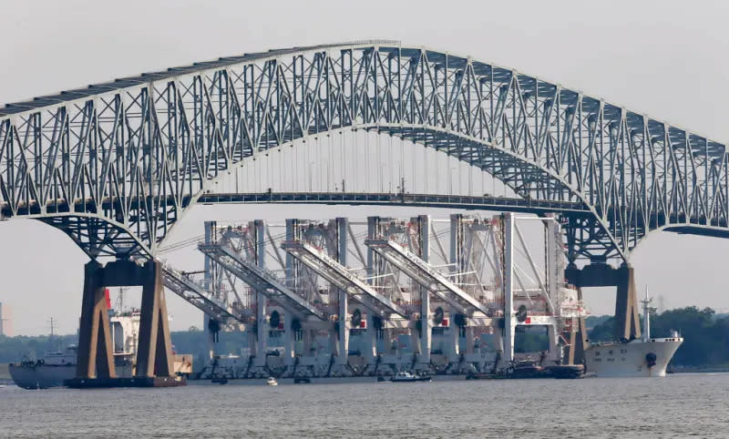▲Francis Scott Key Bridge的設計可以讓貨輪從橋下通過。資料照片。（圖／美聯社／達志影像）