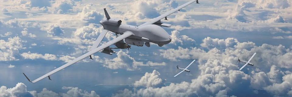 A rendering of an MQ-1C Gray Eagle launching Altius 600 drones. Variants of the Gray Eagle are service with the U.S. Army special operations units, among others. <em>GA-ASI</em>