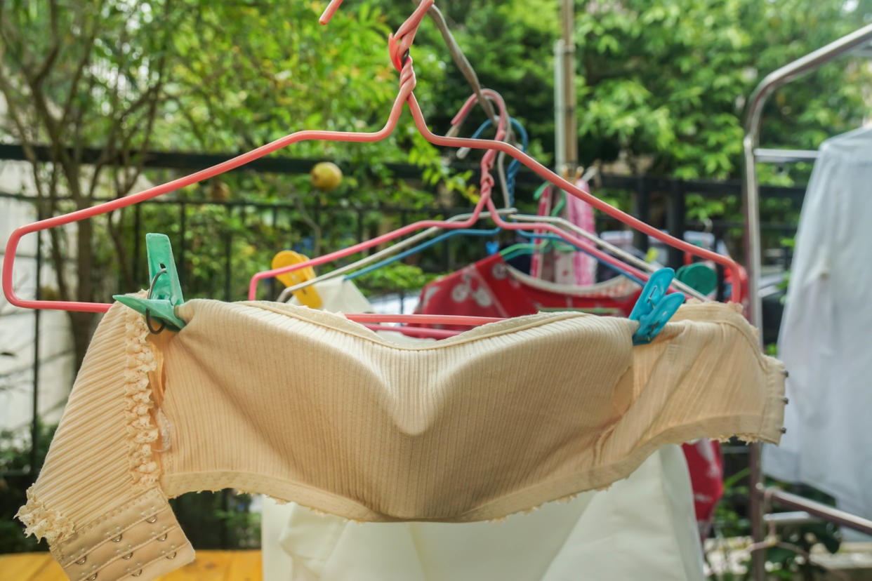 Underwear hung outdoors for drying