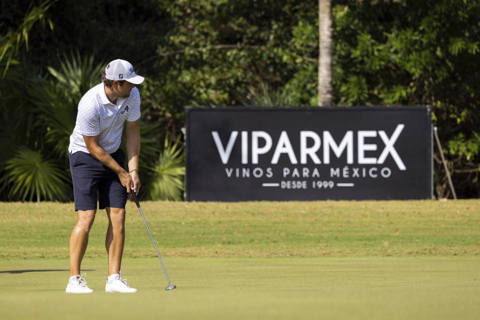 Peter Uihlein of 4Aces GC putts on the 11th green during the final round of the LIV Golf Mayakoba at El Camaleón Golf Course, Sunday, Feb. 26, 2023, in Playa del Carmen, Mexico. (Photo by Chris Trotman/LIV Golf via AP)