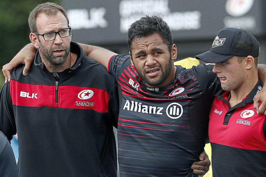 Big blow | Saracens No8 Billy Vunipola needed surgery after injuring his knee against Sale: Rex Features