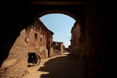 The entrance to the ruins of the old village of Belchite is seen in northern Spain, October 3, 2016. REUTERS/Andrea Comas