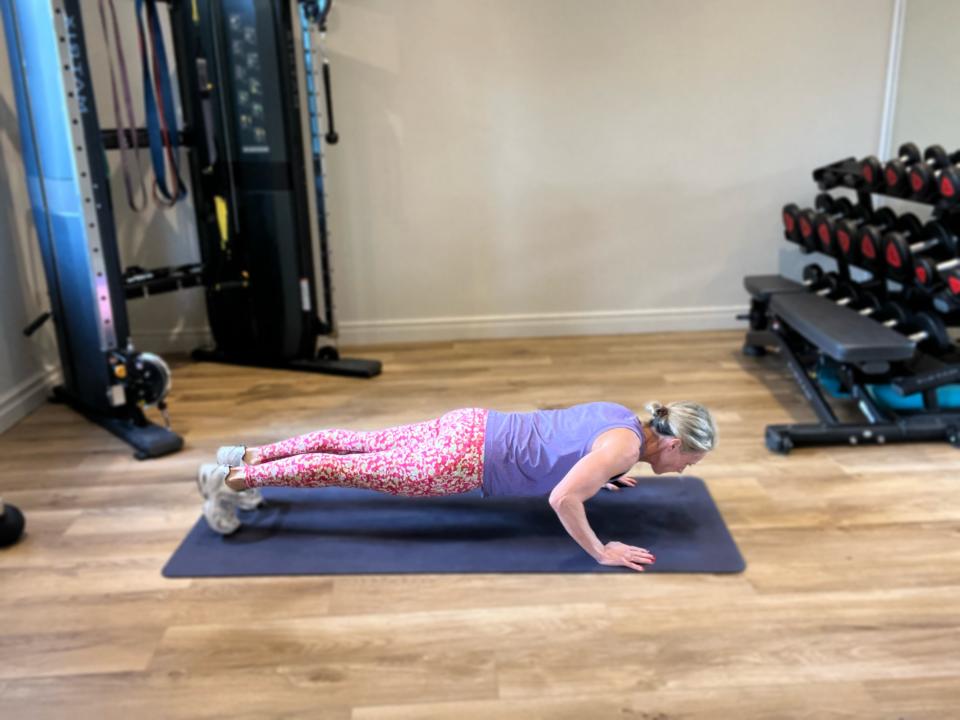 Caroline Idiens performs a press-up