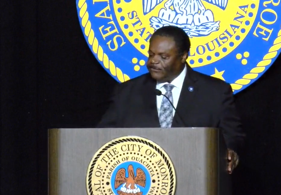 Monroe Mayor Jamie Mayo speaks at the 2020 State of the City event.
