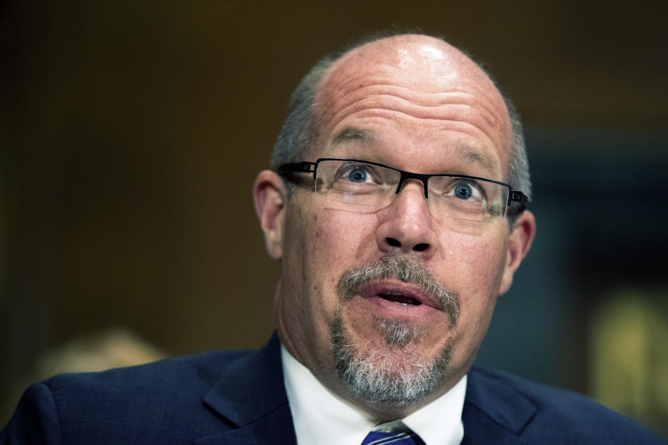 FILE - Nominee Douglas Russell Cole to be U.S. District Judge for the Southern District of Ohio, testifies during a Senate Judiciary Committee nominations hearing on Capitol Hill in Washington, June 26, 2019. (AP Photo/Manuel Balce Ceneta, File)