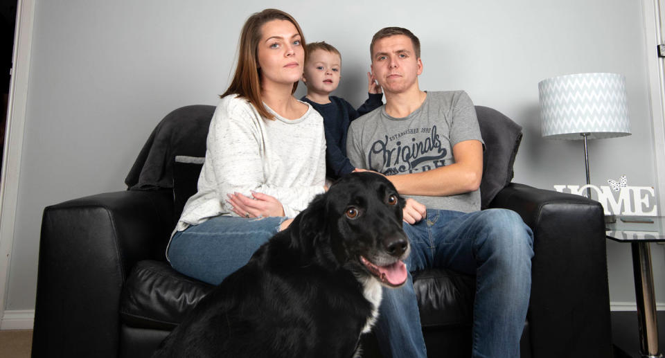 Daniel and Tia Farthing were denied entry to Bali for their honeymoon after their labrador collie cross Milo chewed on one of their passports. Source: Australscope