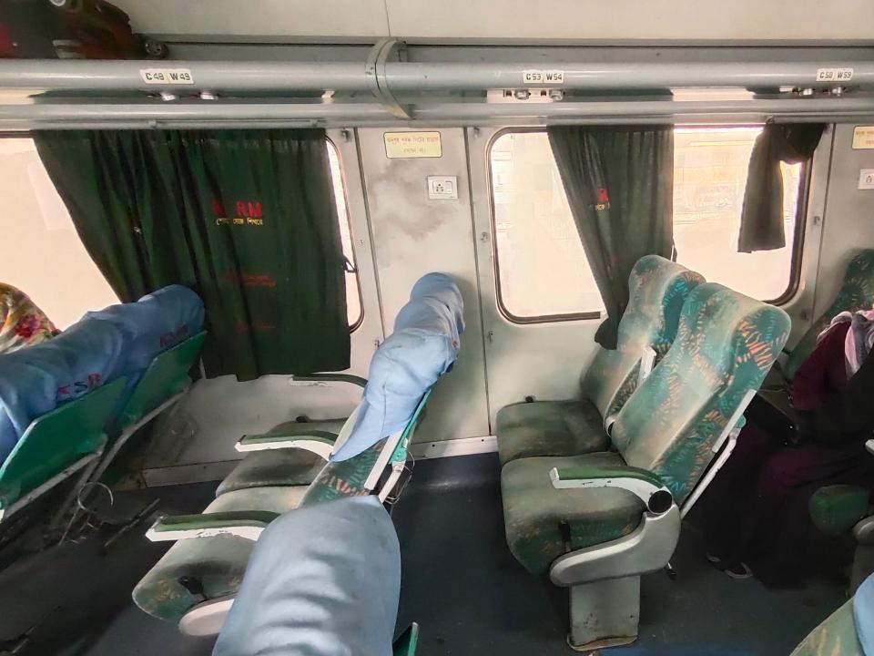 seats on a train in bangladesh