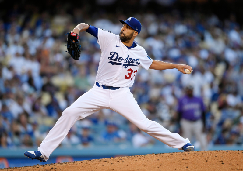 LOS ANGELES, CA - AUGUST 28: Pitcher David Price #33 of the Los Angeles Dodgers throws a pitch.