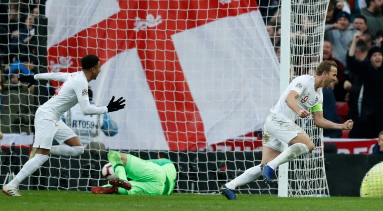 Harry Kane wheels away after scoring England's winner