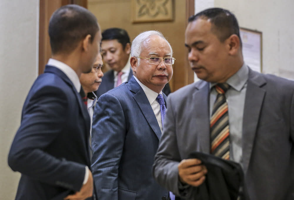 Former prime minister Datuk Seri Najib Razak is pictured at the Kuala Lumpur High Court July 15, 2019. — Picture by Firdaus Latif