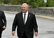 <p>Premier of Ontario Doug Ford arrives at Christ Church Cathedral for the National Commemorative Ceremony in honour of Queen Elizabeth, in Ottawa, on Monday, Sept. 19, 2022. (THE CANADIAN PRESS/Justin Tang)</p> 