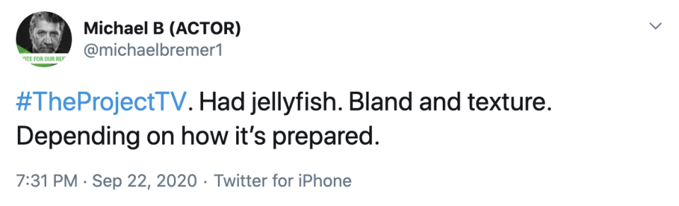 Some fans had tried jellyfish and didn't think it was very tasty. Photo: Twitter