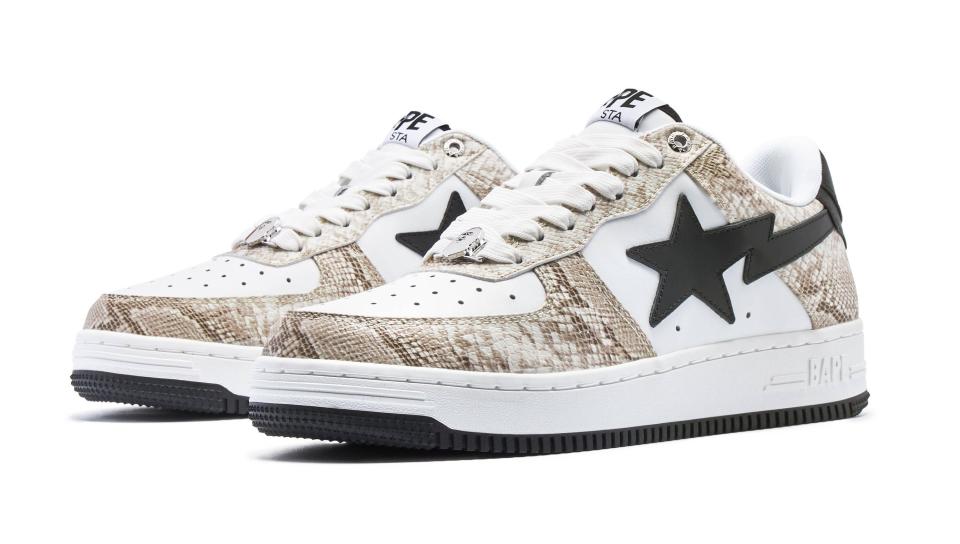 The Bape Sta “Snakeskin” in a beige-based colorway. - Credit: Courtesy of Bape