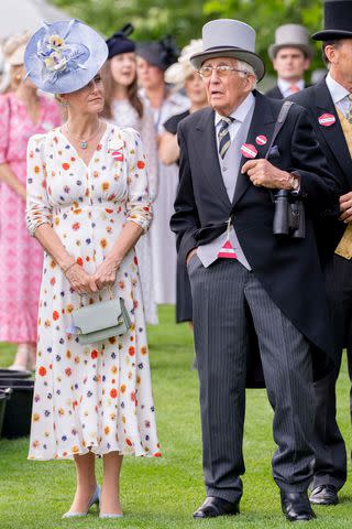 <p>Mark Cuthbert/UK Press via Getty Images</p> Sophie, Duchess of Edinburgh attends Royal Ascot with her dad Christopher Rhys Jones.
