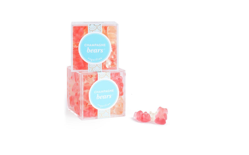 <p>Got a sweet tooth on your list? Problem solved. These sophisticated treats are just sugary enough, and you can’t beat the rosé and champagne-flavored gummy bears.</p> <p>To buy: <a rel="nofollow noopener" href="http://click.linksynergy.com/fs-bin/click?id=93xLBvPhAeE&subid=0&offerid=390098.1&type=10&tmpid=8158&RD_PARM1=http%3A%2F%2Fshop.nordstrom.com%2Fs%2Fsugarfina-champagne-bears-candy-cubes-set-of-6%2F4386423&u1=TLTRVggG350Under%2450EO1Sep" target="_blank" data-ylk="slk:Nordstrom;elm:context_link;itc:0;sec:content-canvas" class="link ">Nordstrom</a>, $48</p>
