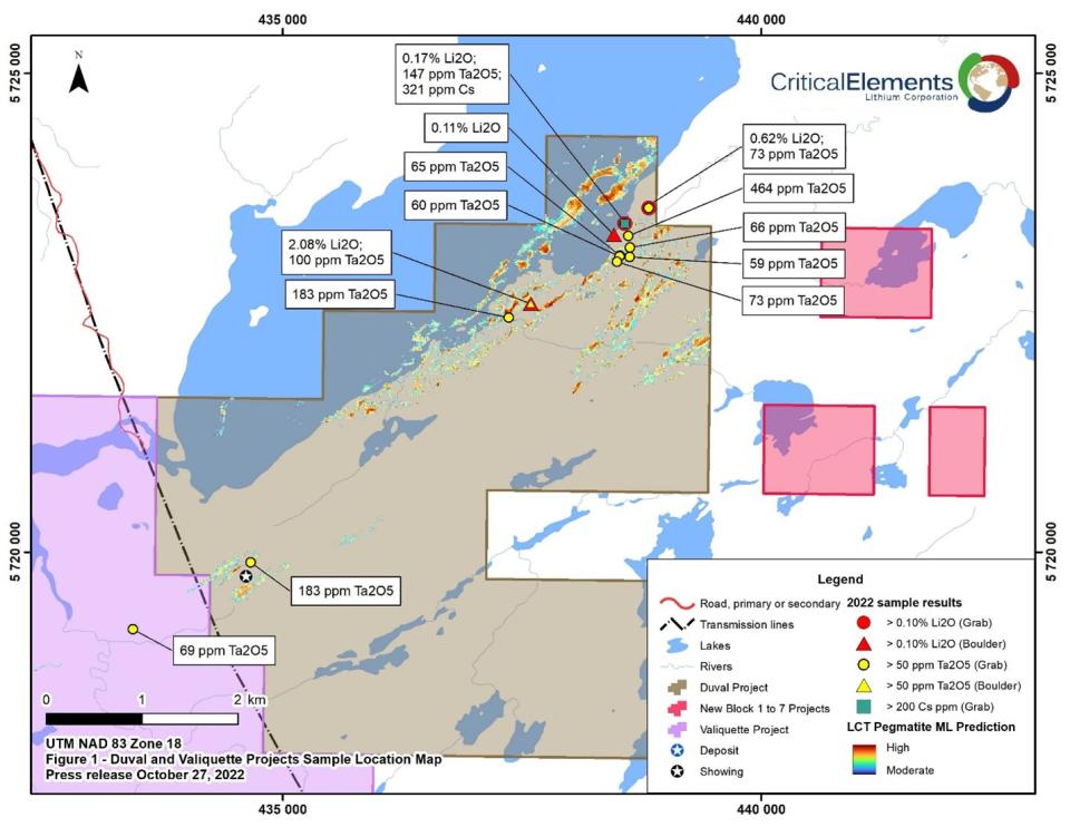 Critical Elements Lithium Corporation, Thursday, October 27, 2022, Press release picture