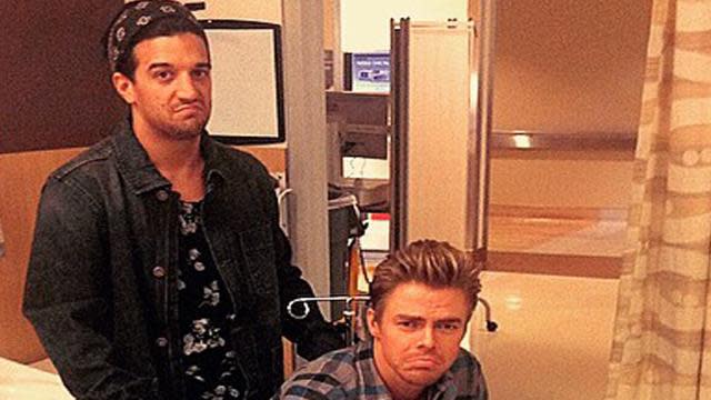 Derek Hough had a rough night following Monday's spring break episode of <em>Dancing with the Stars. </em> According to Instagram pics posted by both Hough and Mark Ballas, the pro partner spent the night in the emergency room! "Long night in the ER with @derekhough nothing worse than seeing a fellow dancer get hurt especially your brother," Ballas captioned a pic of him and Hough, who is seen in a wheelchair. "But he had me @bcjean and @corkyballas there by his side. #fam." <strong> PHOTOS: Stars Shared Pics From the Hospital </strong> Ballas says he and his girlfriend, singer Britney Jean Carlson, escorted Hough to the hospital, along with Ballas' father Corky, also a pro dancer. Hough also shared an Instagram photo from the hospital (which he quickly deleted) that showed he may have sustained injuries to both feet. "Just getting home from the hospital," he wrote. "Not the best of news. I'm in utter disbelief." <strong> NEWS: <em>DWTS</em> Week 6 Heads to the Beach for Spring Break! </strong> Instagram This isn't good news at all for Hough who, in addition to performing on <em>DWTS</em> with gymnast Nastia Liukin, is also the male lead in the   <em>New York Spring Spectacular</em> at Radio City Music Hall alongside the Rockettes and Tony Award-winning actress Laura Benanti. That show is scheduled to run until May 3. Will he be able to return to <em>DWTS</em>? ET has reached out to Hough's rep for further information on his injuries. 
