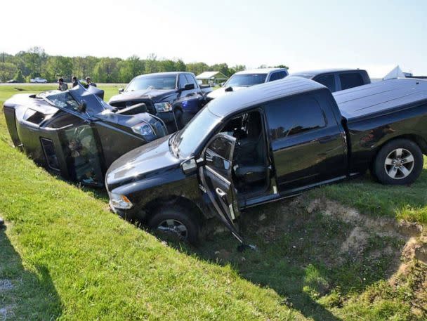 PHOTO: Following a pursuit, authorities rammed the Cadillac sedan driven by Casey White and Vicky White and pushed it into a ditch. (Vanderburgh County Sheriff's Office)