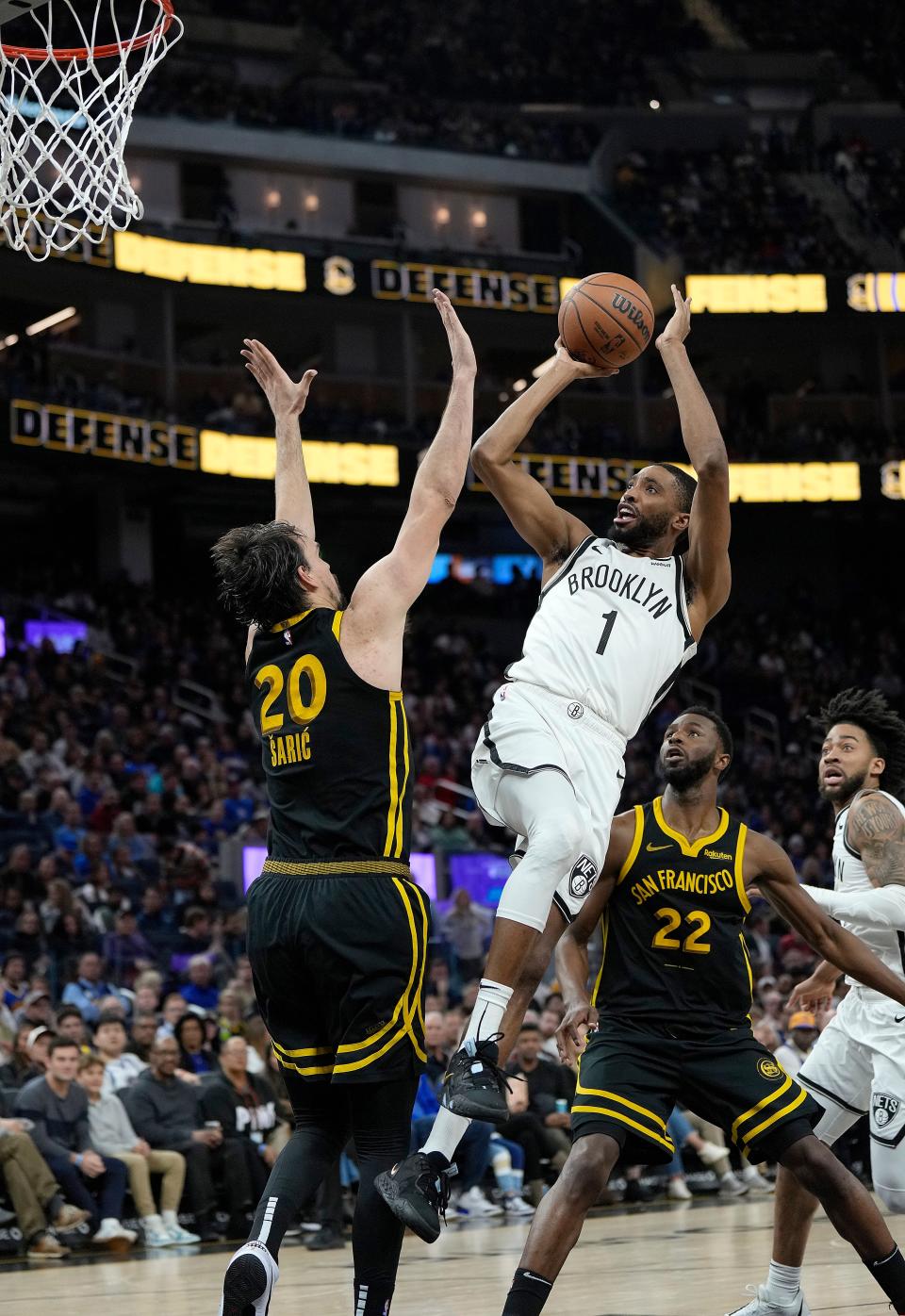 Bridges puts his considerable wingspan to work against the Warriors in December.