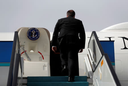 U.S. Secretary of State Mike Pompeo prepares to leave after meeting with Turkish President Tayyip Erdogan, Ankara, Turkey, October 17, 2018. REUTERS/Leah Millis/Pool