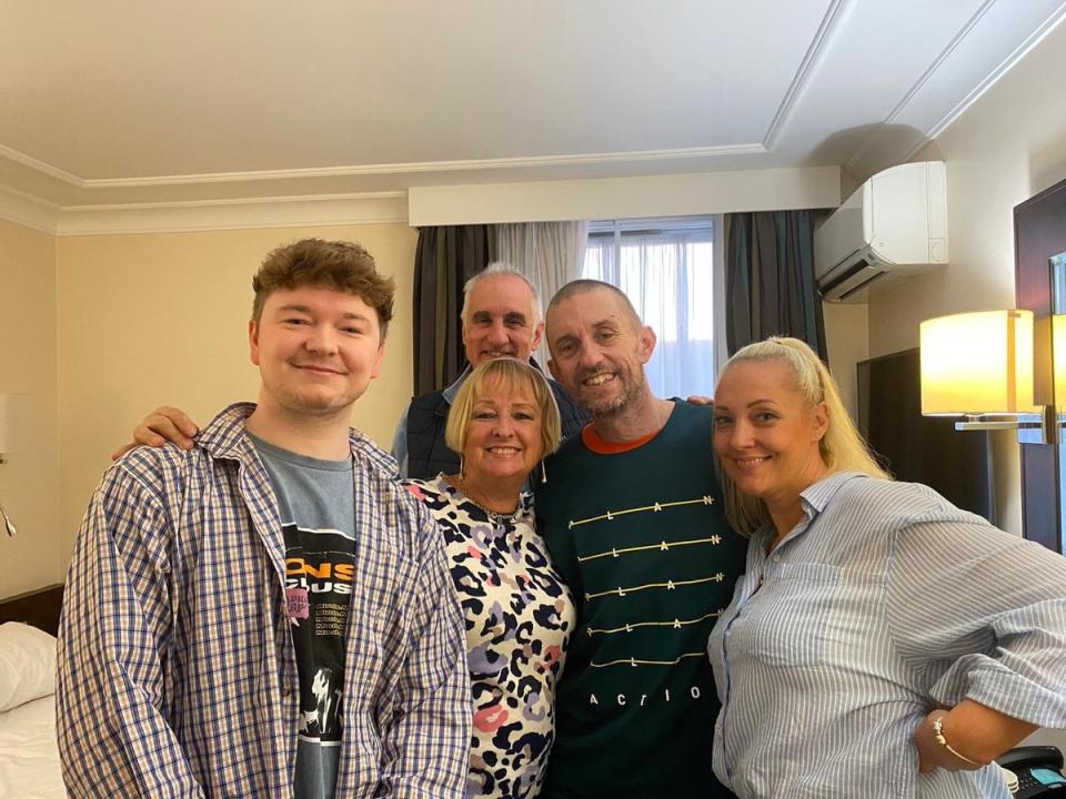 Shaun Pinner pictured with his family following his release (PA)