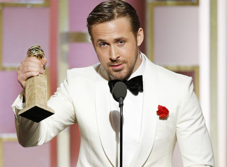 Ryan Gosling accepts the award for Best Actor in a Motion Picture — Musical or Comedy for his role in 'La La Land' during the 74th Annual Golden Globe Awards at The Beverly Hilton Hotel on Jan. 8, 2017 in Beverly Hills. (Photo by Paul Drinkwater/NBCUniversal via Getty Images)