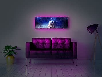 6 funky AF art prints backlit by LED lights, all on sale for 50% off