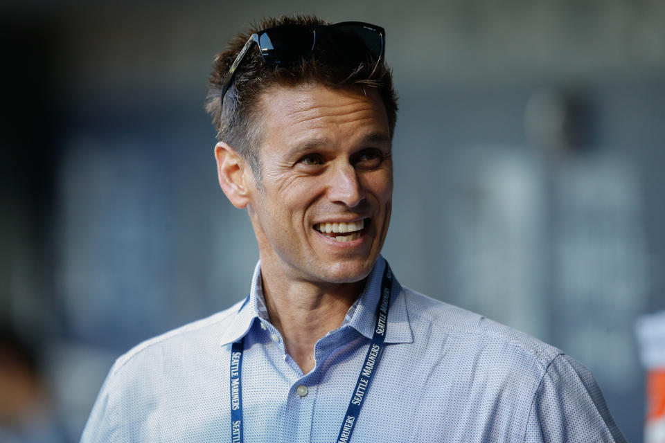 SEATTLE, WA - SEPTEMBER 30:  GM Jerry Dipoto of the Seattle Mariners looks on from the dugout prior to the game against the Houston Astros at Safeco Field on September 30, 2015 in Seattle, Washington.  (Photo by Otto Greule Jr/Getty Images)