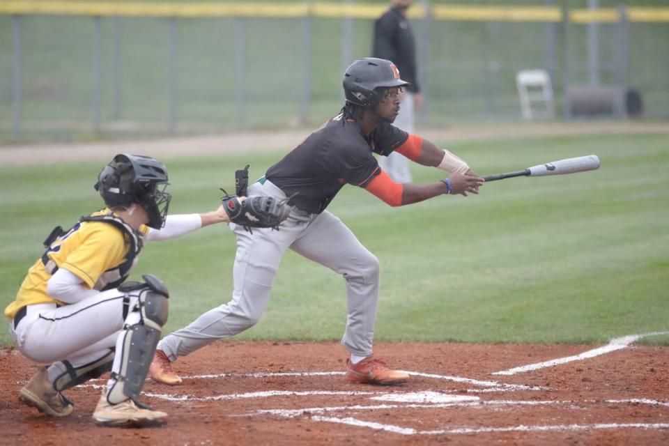 Frederick Douglass’ Jeremiah Lowe bats against Sayre on Friday night.