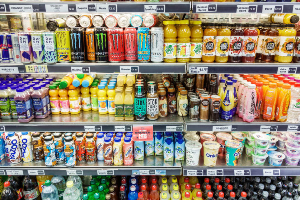 drinks on a shelf