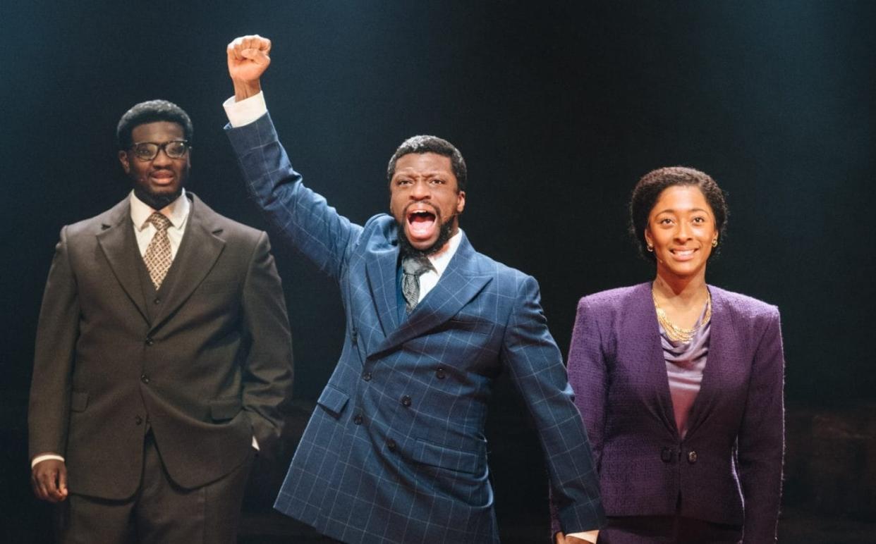 Michael Luwoye (centre) stars in the new Mandela musical - Helen Murray