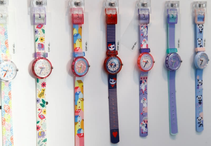 FILE PHOTO: Flik Flak children watches are seen in Zurich