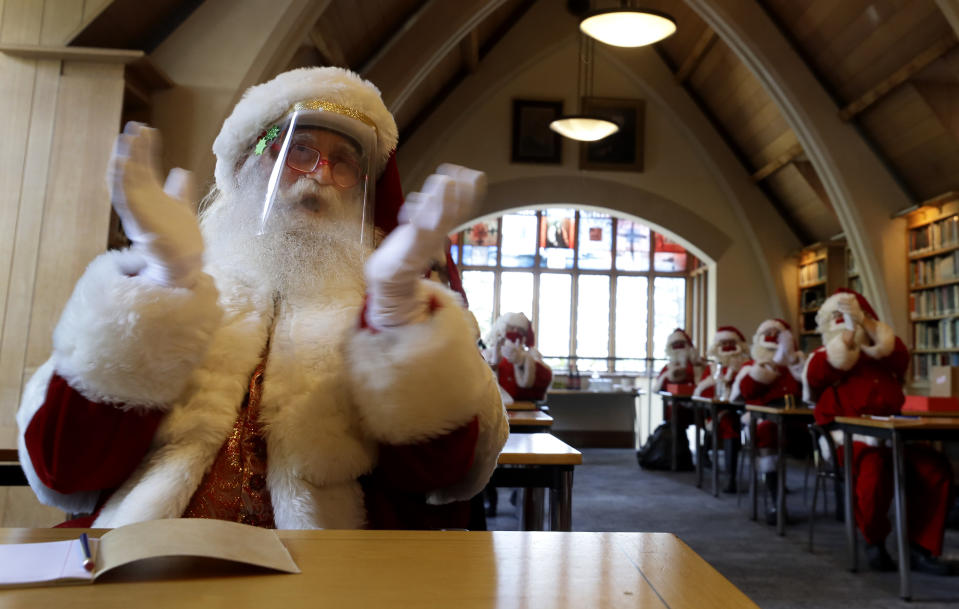 Virus Outbreak Britain Santa School