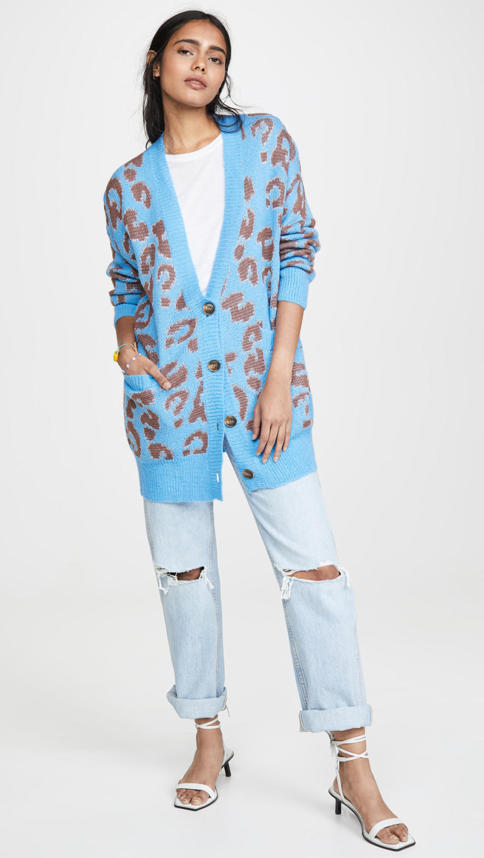 J.O.A Leopard Knit Cardigan 