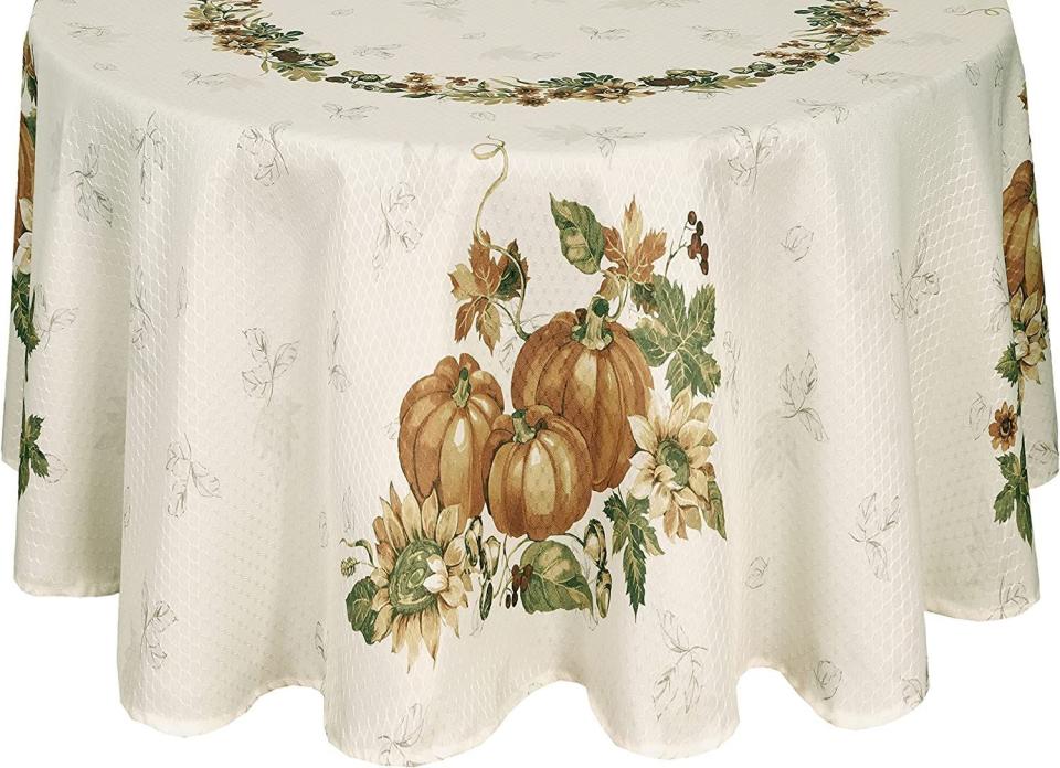 Stockbridge Pumpkin Harvest Bordered Thanksgiving Tablecloth