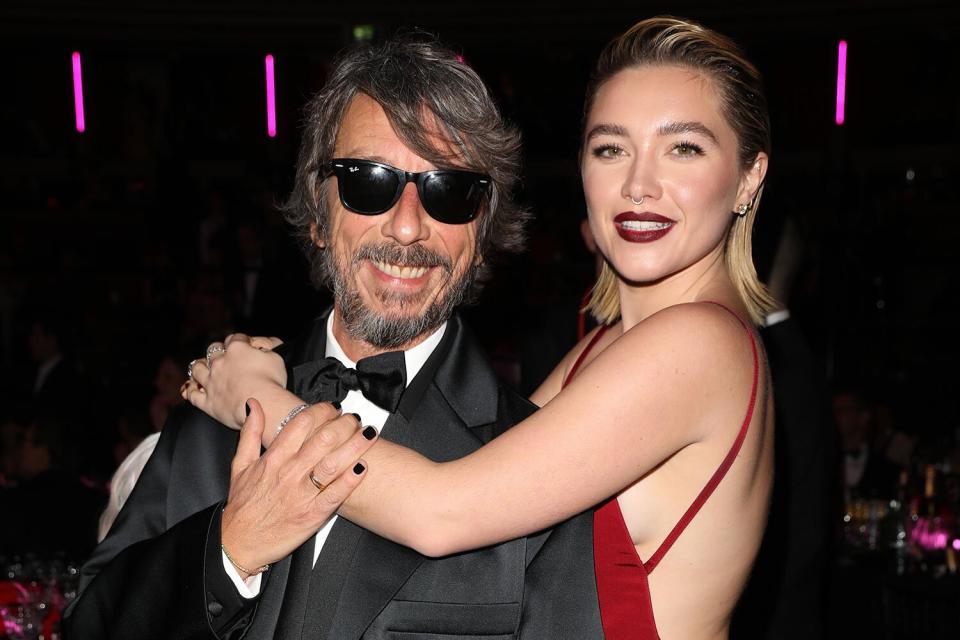 LONDON, ENGLAND - DECEMBER 05: Pierpaolo Piccioli and Florence Pugh attend The Fashion Awards 2022 Pre-Ceremony Drinks at the Royal Albert Hall on December 05, 2022 in London, England. (Photo by Lia Toby/BFC/Getty Images for BFC)