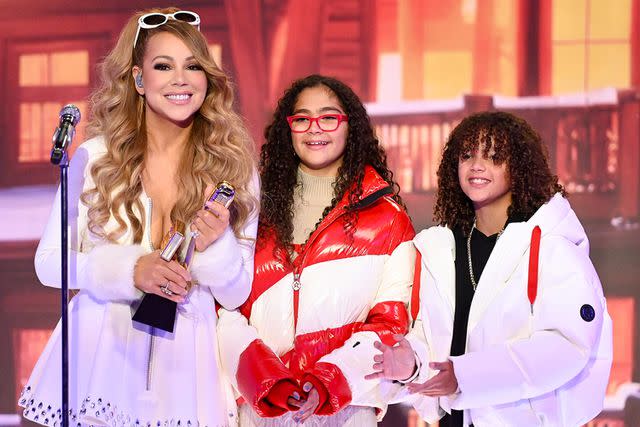 <p>Gilbert Flores/Penske Media via Getty</p> Mariah Carey with her twins, Monroe and Moroccan, in 2023.