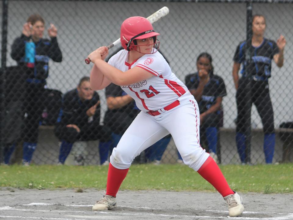 Bridgewater-Raynham's Ava Selter bats during a 2023 MIAA Division I Round of 16 game against Methuen.