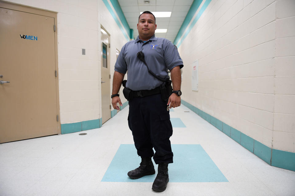 Jonathan Duran returned to work as a jailer at the Ector County Detention Center&nbsp; in Odessa. It's a steadier job than oil field work. (Photo: Mark Sterkel/Odessa American)