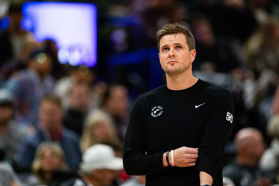 Utah Jazz head coach Will Hardy during an NBA basketball game between the Utah Jazz and the New Orleans Pelicans at the Delta Center in Salt Lake City on Saturday, Nov. 25, 2023. | Megan Nielsen, Deseret News