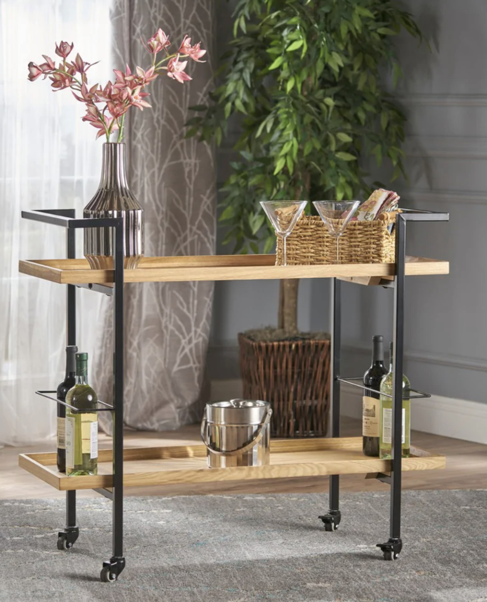 Gerard Industrial Wood Bar Cart