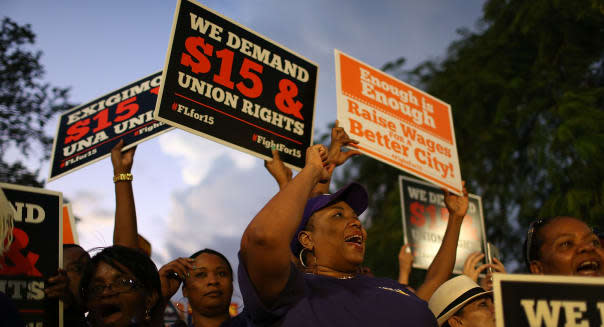 Protestors Rally Across US On National Day Of Action For $15 Minimum Wage