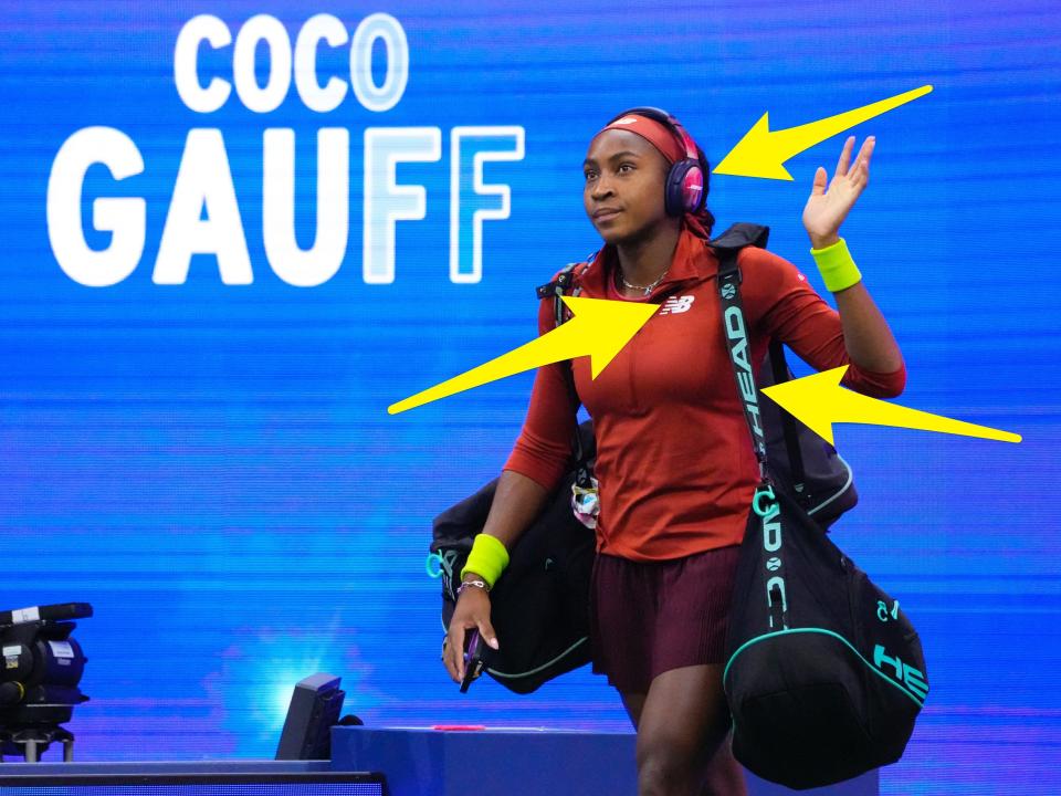 Coco Gauff sports gear from three of her sponsors.